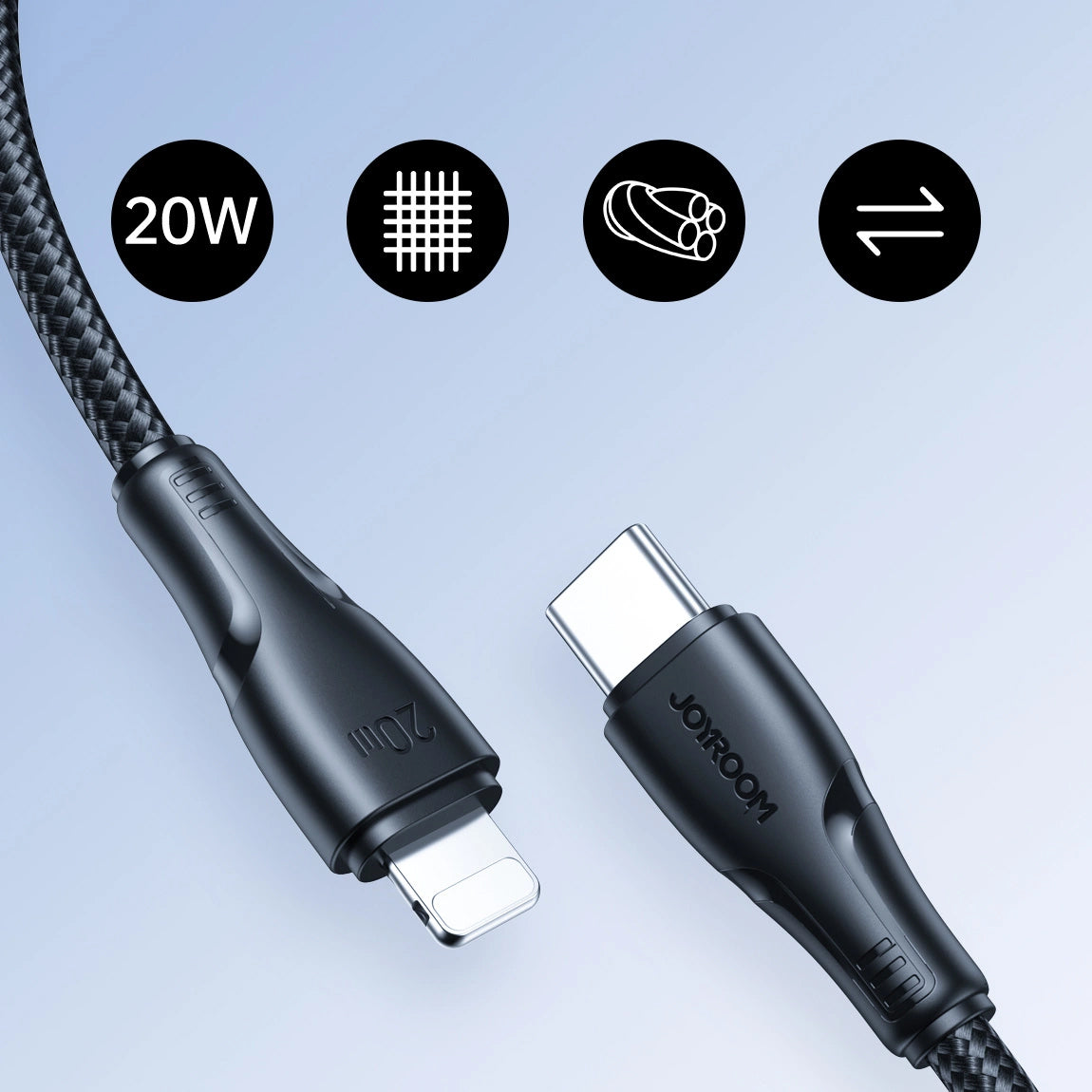 USB-C - Lightning Joyroom S-A11 Data- ja Latauskaapeli, 20W, 0.25m, Musta