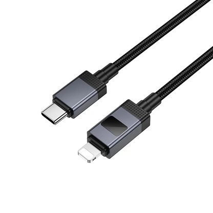 USB-C - Lightning HOCO X118 Display -kaapeli, 27W, 1m, Musta