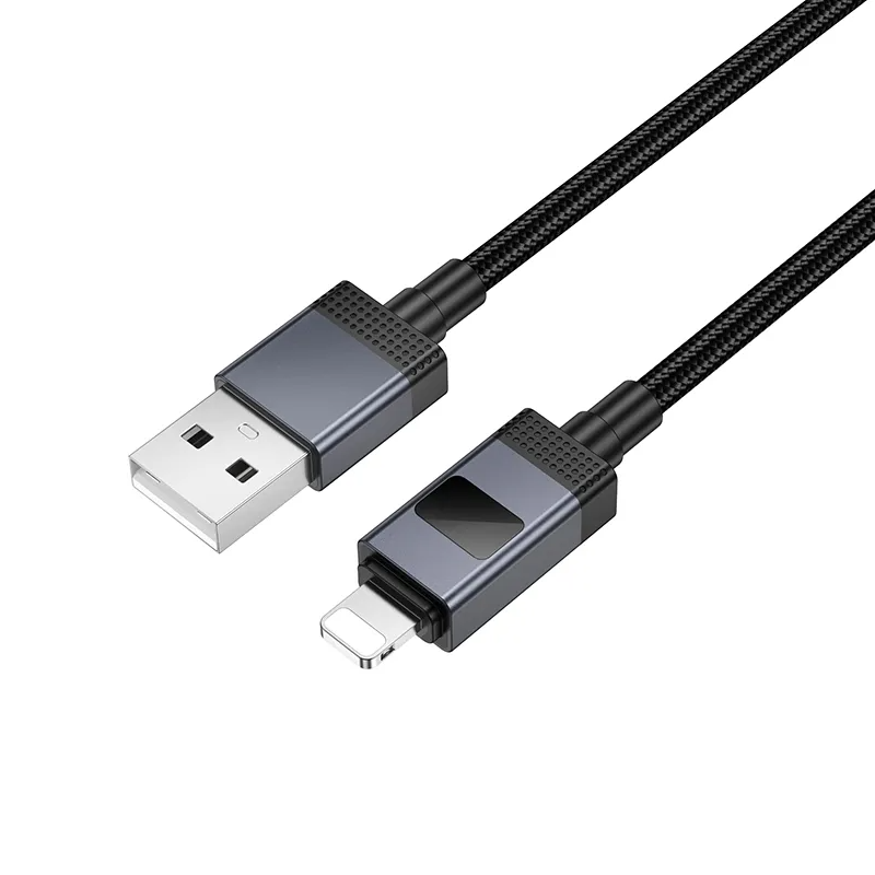USB-A - Lightning HOCO X118 Display -data- ja latauskaapeli, 12W, 1m, Musta
