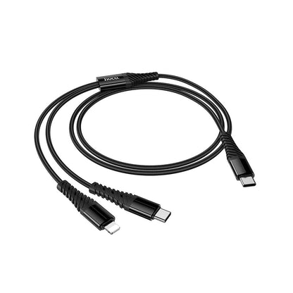 USB-C - Lightning / USB-C HOCO X123 latauskaapeli, 10W, 1m, Musta