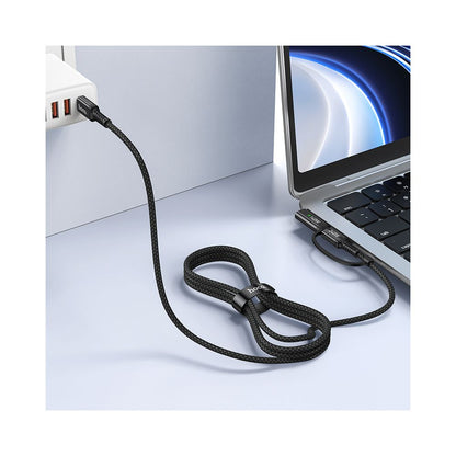 HOCO U142 latauskaapeli, USB-C - USB-C / MagSafe 3, 240W, 1.8m, Musta