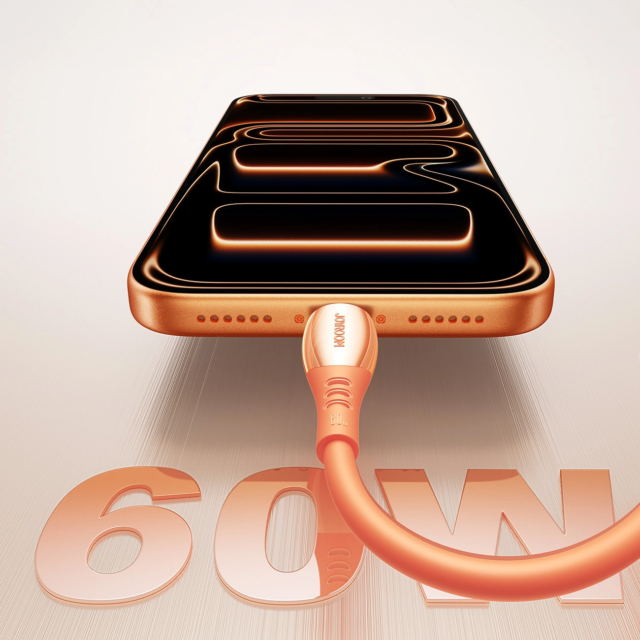 USB-C - USB-C -kaapeli ja lataus Joyroom S-A59 Vibrant, 60W, 1.2m, Oranssi