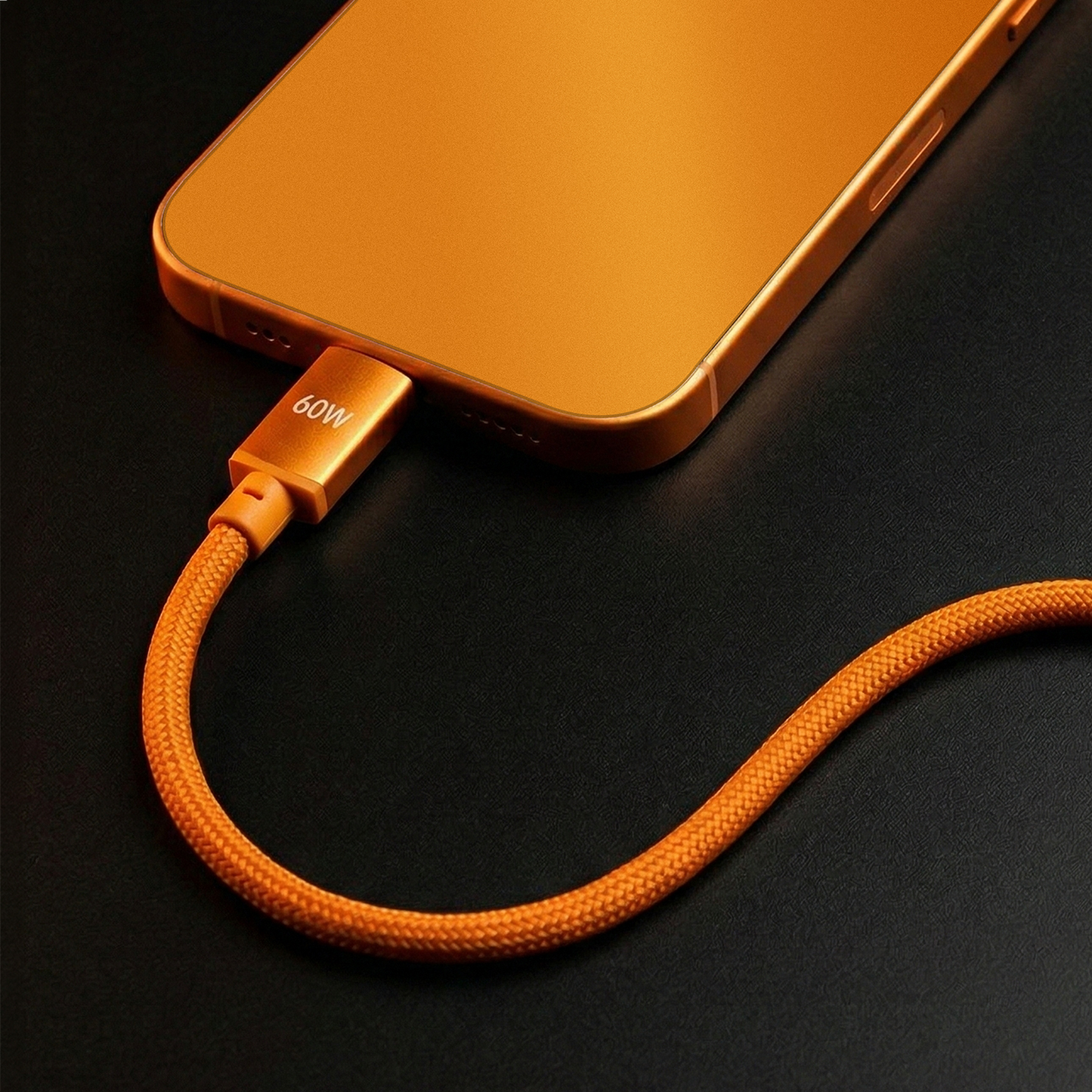 USB-C-tietojen ja latauksen kaapeli - USB-C Forever Saffron, 60W, 1m, Oranssi