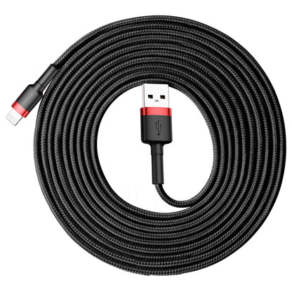 USB-A - Lightning Baseus Cafule -data- ja latauskaapeli, 18W, 3m, Punainen CALKLF-R91