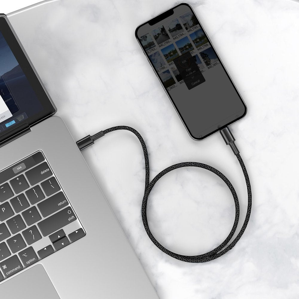 Baseus High Density Braided USB-C - Lightning data- ja latauskaapeli, 20W, 1m, musta CATLGD-01
