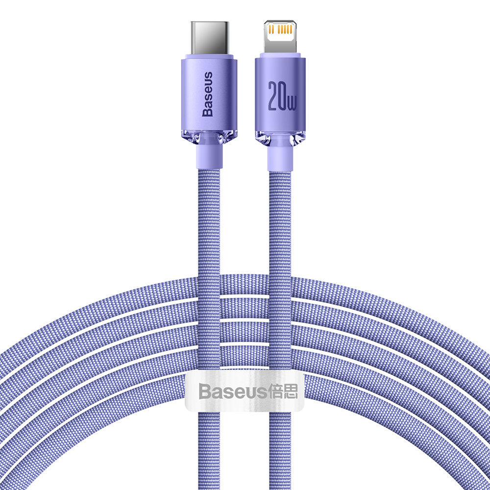 USB-C - Lightning Baseus Crystal Shine -sarjan data- ja latauskaapeli, 20W, 2m, Violetti CAJY000305