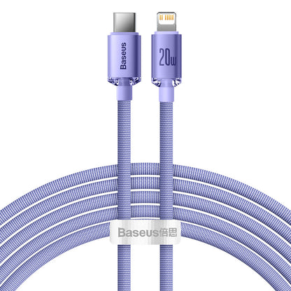 USB-C - Lightning Baseus Crystal Shine -sarjan data- ja latauskaapeli, 20W, 2m, Violetti CAJY000305