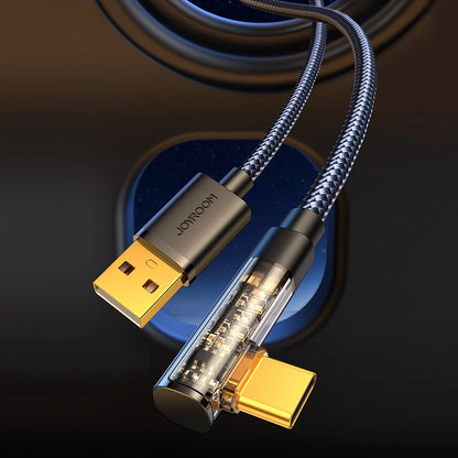 USB-A - USB-C -kaapeli ja lataus Joyroom S-UC027A6 Angled, 60W, 1.2m, Musta