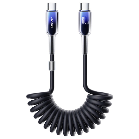 USB-C - USB-C Joyroom S-A43 Crystal -data- ja latauskaapeli, 60W, 1.5m, Musta