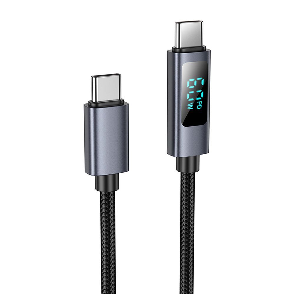 USB-C - USB-C HOCO Display X112 -data- ja latauskaapeli, 60W, 1m, Musta