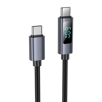 USB-C - USB-C HOCO Display X112 -data- ja latauskaapeli, 60W, 1m, Musta