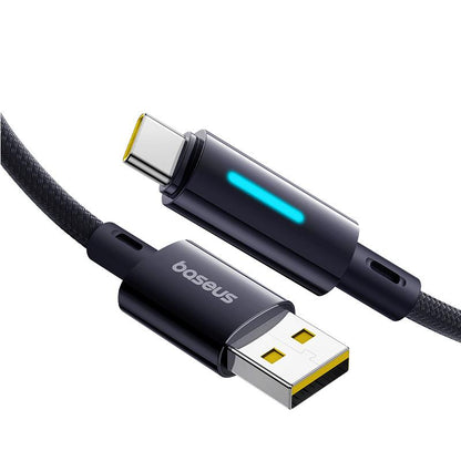 USB-A - USB-C Baseus Lit Button Control -data- ja latauskaapeli, 100W, 1m, Musta P10379002121-00