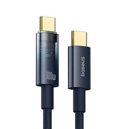 USB-C - USB-C Baseus Explorer -data- ja latauskaapeli, 100W, 1m, Tummansininen P10319704321-00