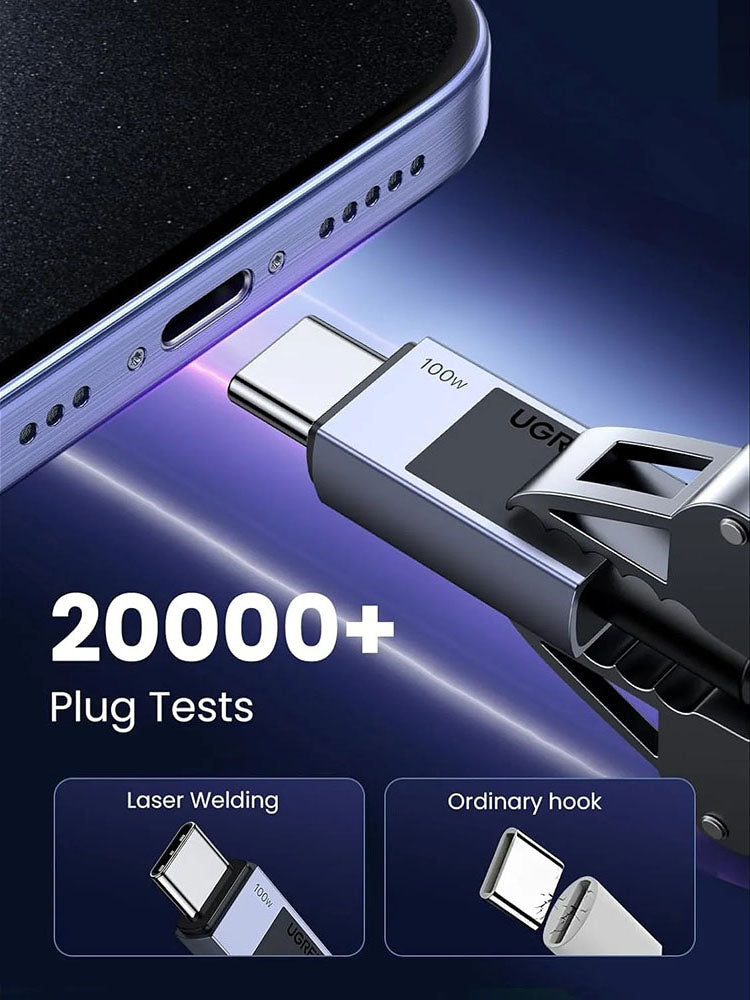 USB-C - USB-C UGREEN L512 Data- ja Latauskaapeli, 100W, 0.5m, Harmaa