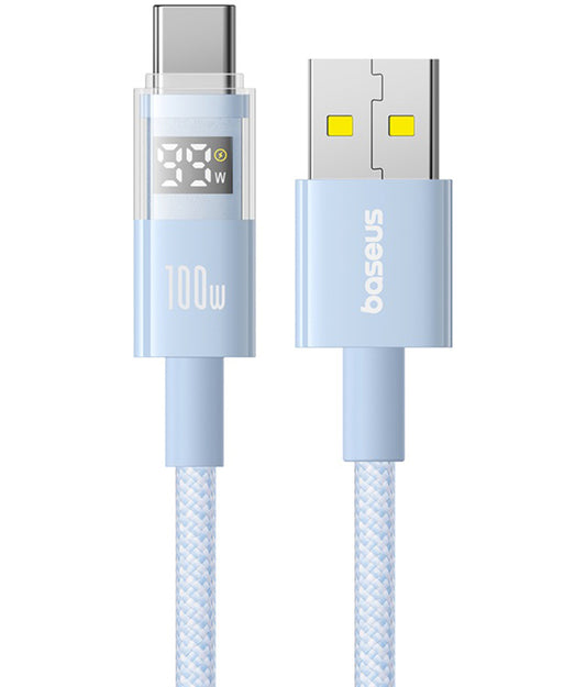 USB-A - USB-C Baseus Display 2 -data- ja latauskaapeli, 100W, 1m, Sininen P10382701311-00