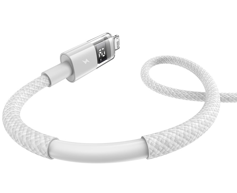 USB-A - Lightning Baseus Display 2 -data- ja latauskaapeli, 18W, 1m, Valkoinen P10382700211-00