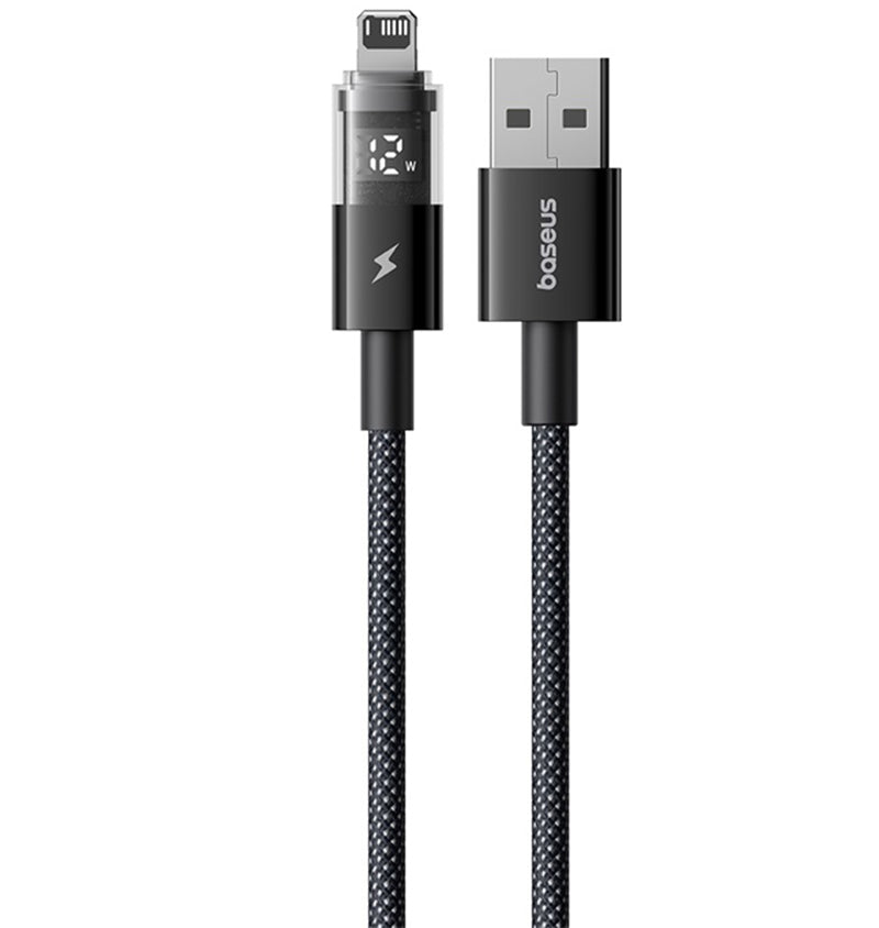 Baseus Display 2 USB-A - Lightning -data- ja latauskaapeli, 18W, 1m, Musta P10382700121-00