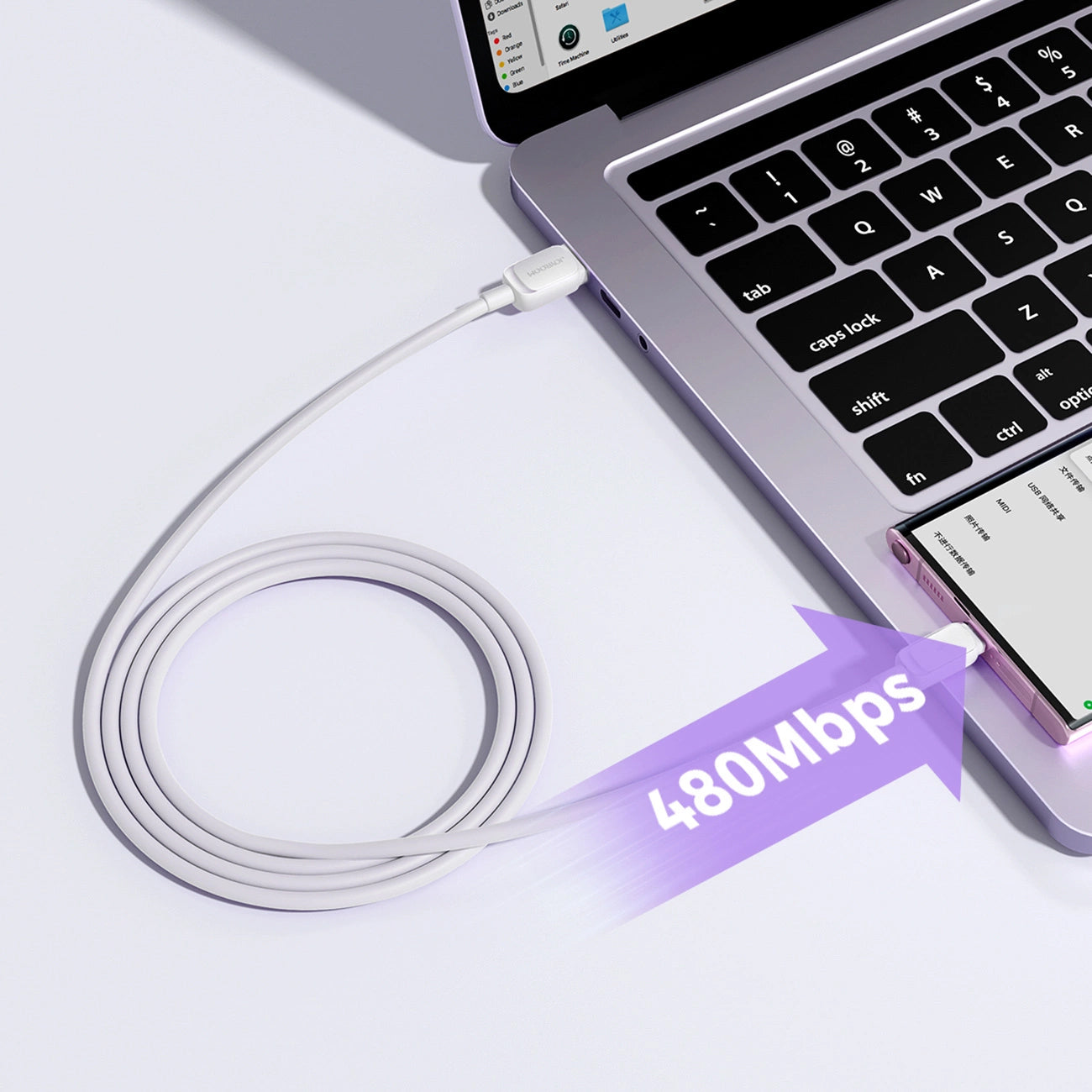USB-A - USB-C Joyroom S-A14 Data- ja Latauskaapeli, 20W, 1.2m, Valkoinen