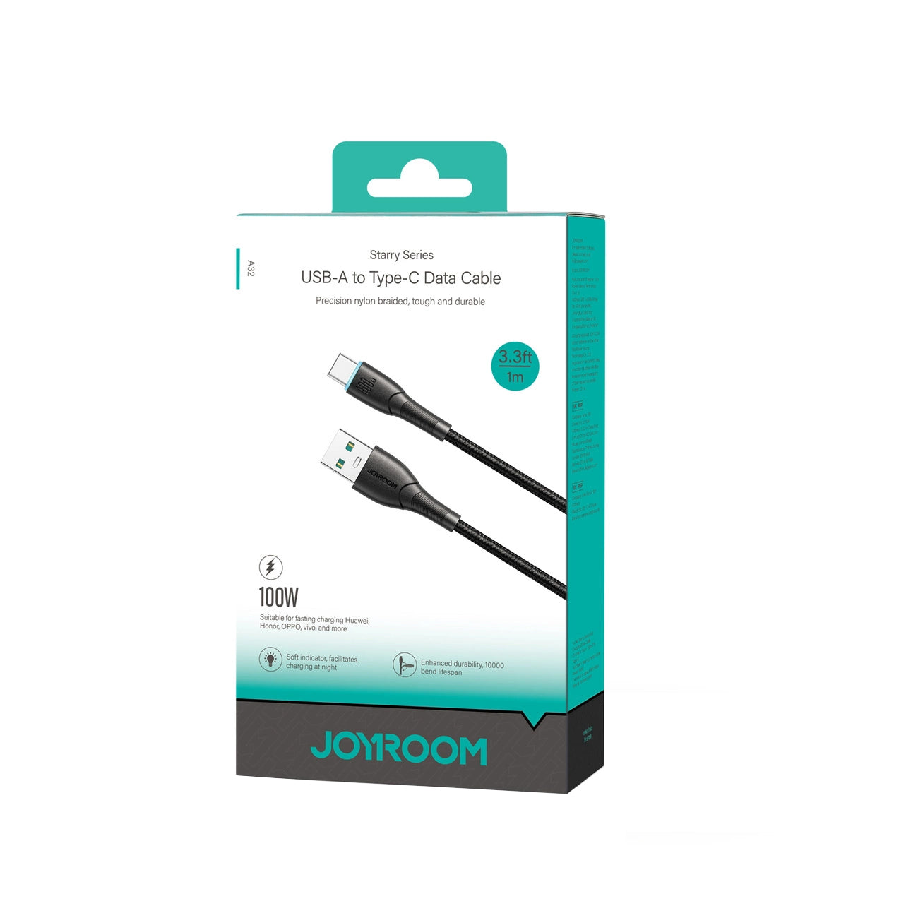 USB-A - USB-C Joyroom S-A32 -data- ja latauskaapeli, 100W, 1m, Musta