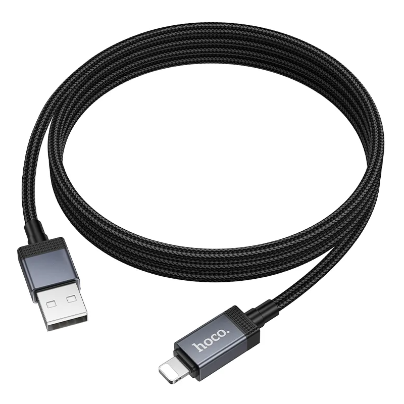 USB-A - Lightning HOCO X118 Display -data- ja latauskaapeli, 12W, 1m, Musta