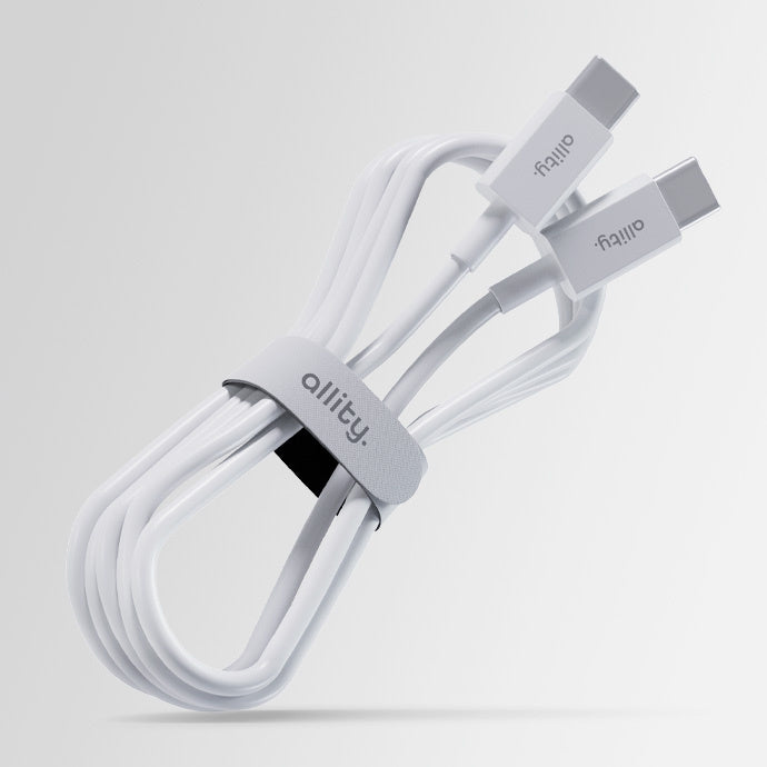 USB-C - USB-C Allity -data- ja latauskaapeli. AUC-03, 100W, 1m, Valkoinen