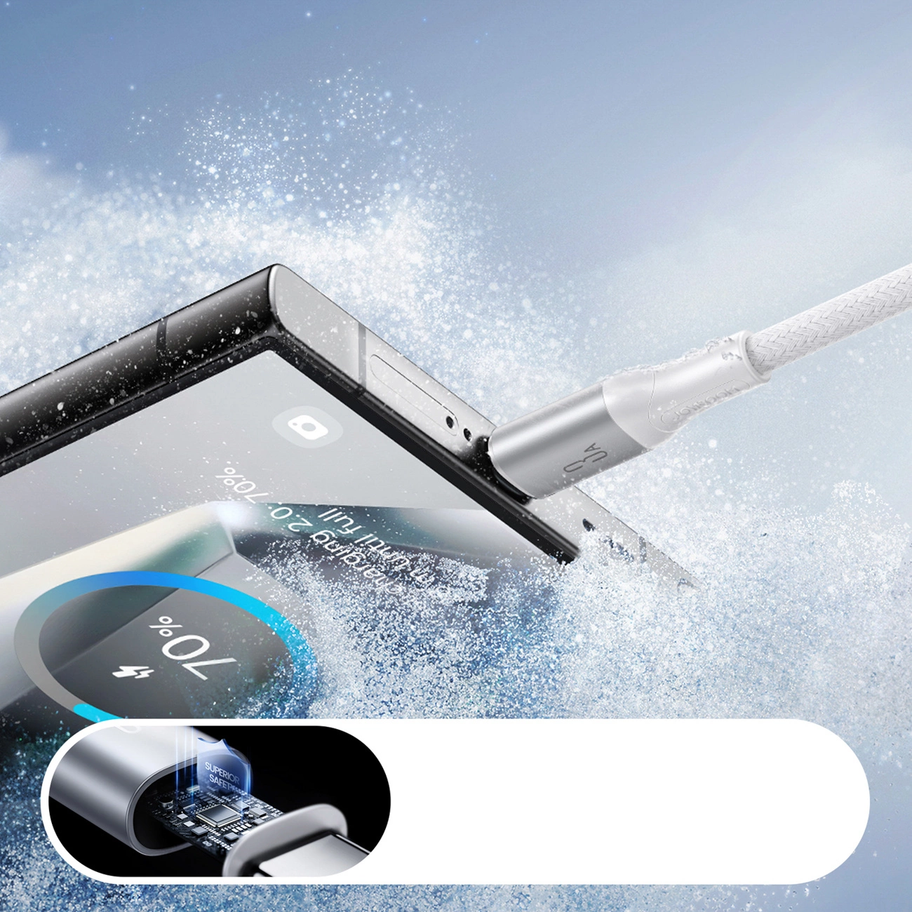 USB-A - USB-C Joyroom S-A28 Flash -data- ja latauskaapeli, 18W, 1m, Valkoinen