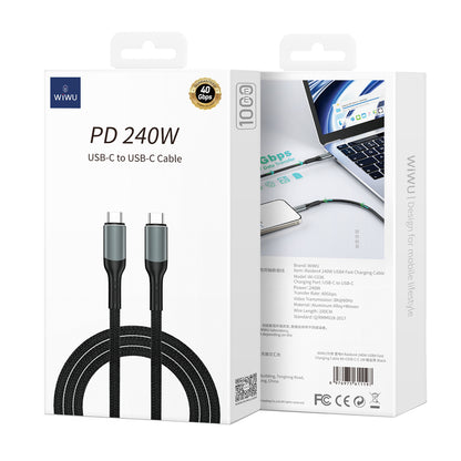 USB-C - USB-C WiWu Wi-C036 Data- ja Latauskaapeli, 240W, 1m, Musta