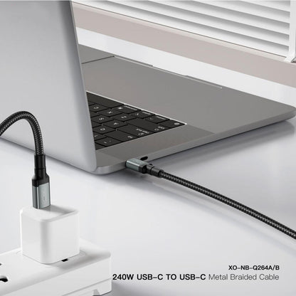 USB-C - USB-C -data- ja latauskaapeli XO Design NB-Q264A, 240W, 1m, Musta