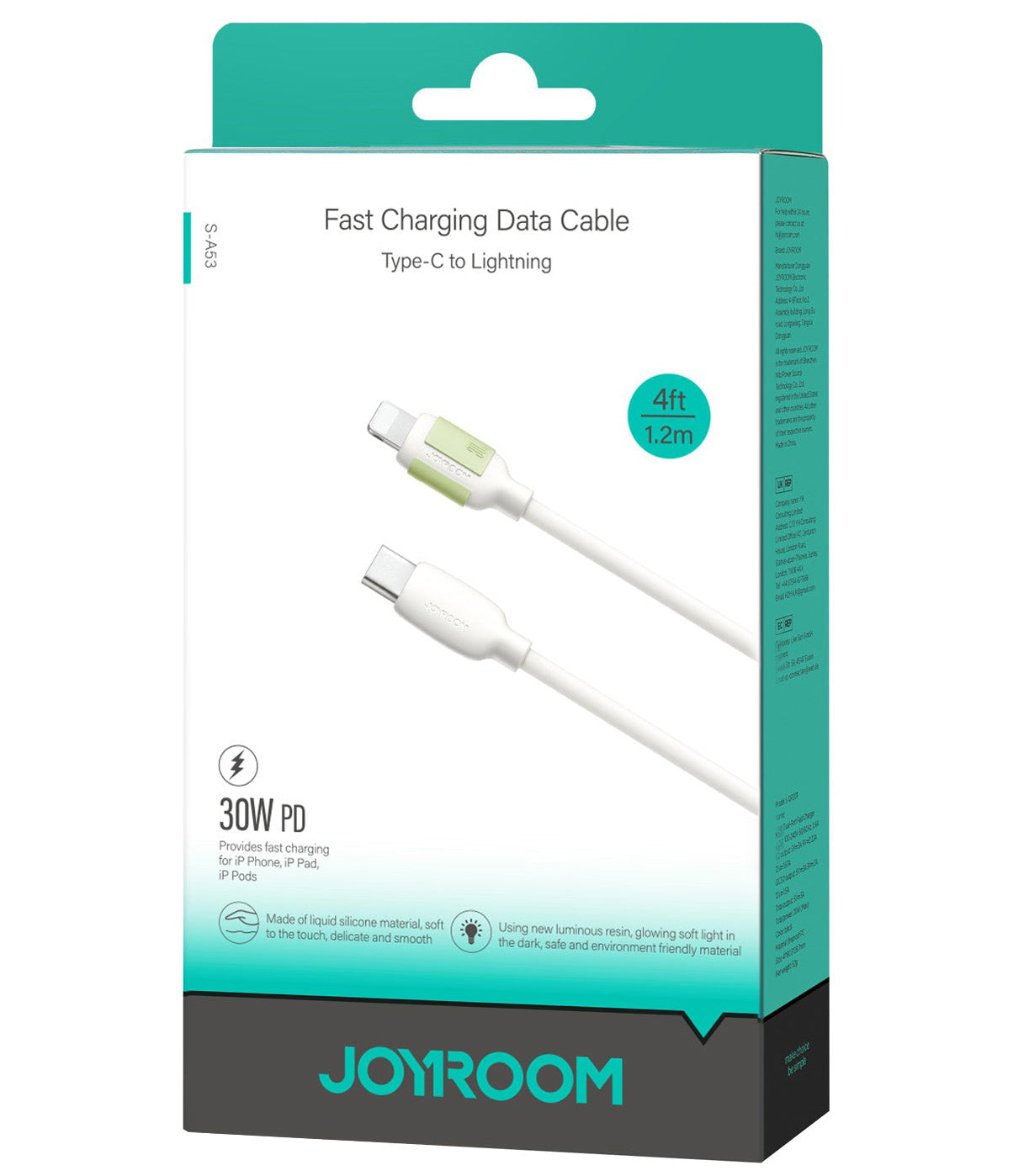 USB-C - Lightning Joyroom S-A53 Data- ja Latauskaapeli, 30W, 1.2m, Beige