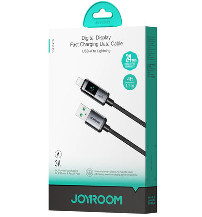 USB-A - Lightning Joyroom S-A16 Pro Prism Display -kaapeli, 12W, 1.2m, Musta