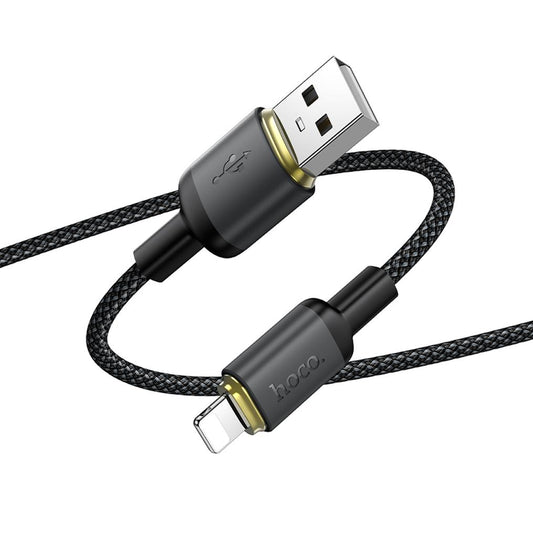 USB-A - Lightning HOCO X128 Benefit -tietojen siirto- ja latauskaapeli, 12W, 1m, musta