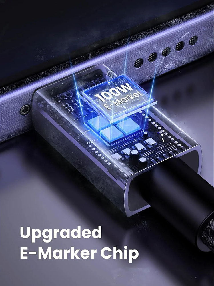 USB-C - USB-C UGREEN L512 Data- ja Latauskaapeli, 100W, 0.5m, Harmaa