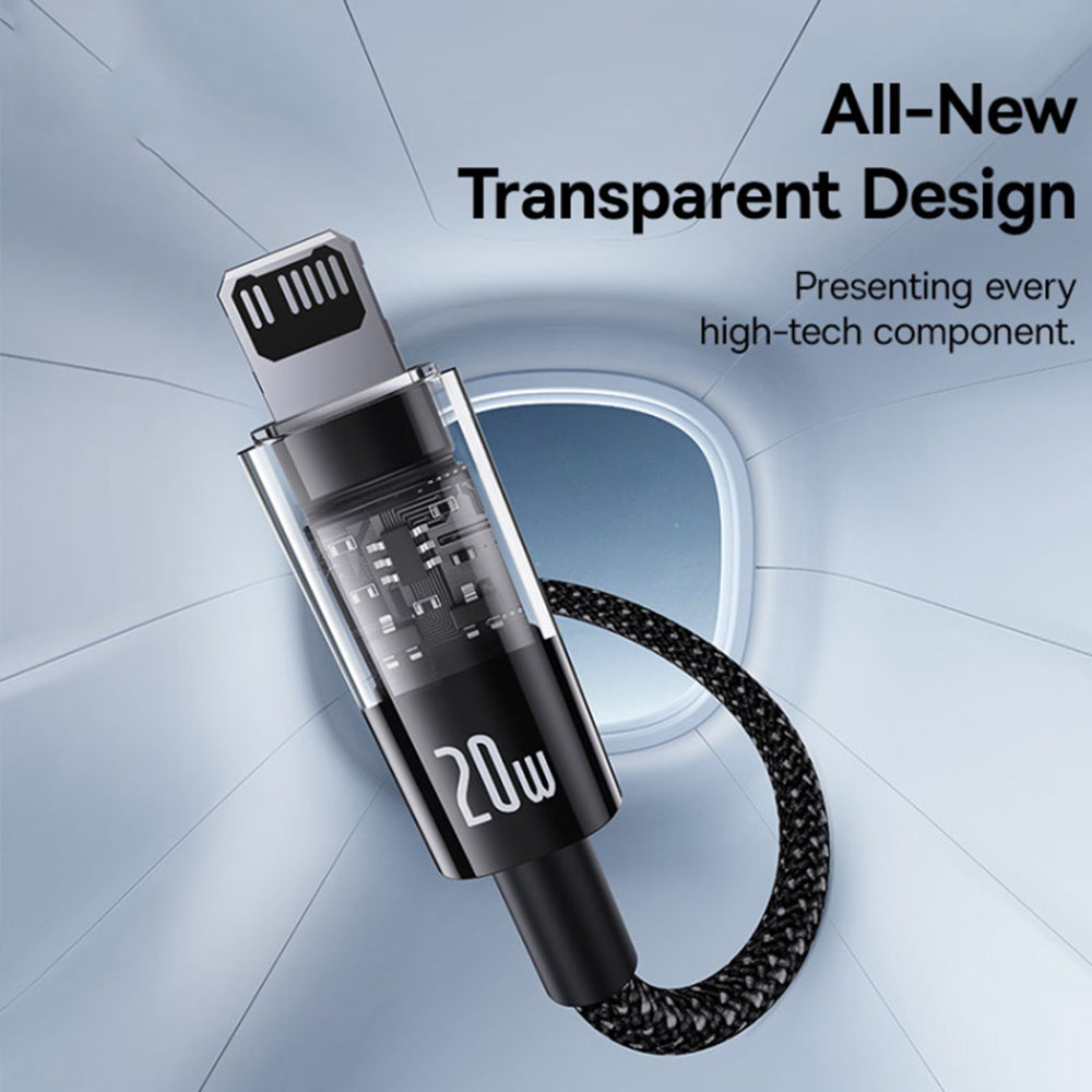 USB-C - Lightning Baseus Gem -data- ja latauskaapeli, 20W, 1m, Musta P10373001111-00