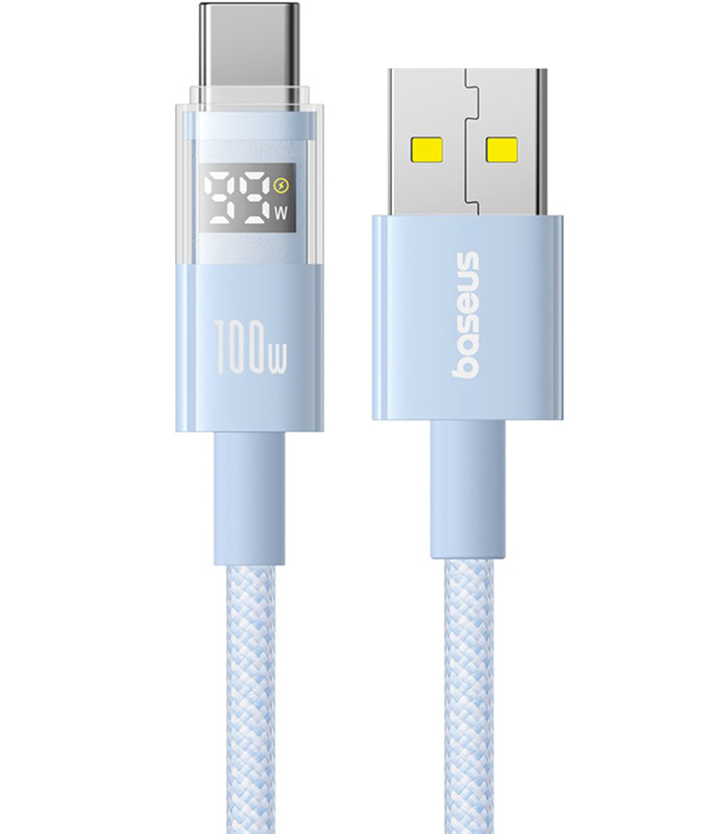 USB-A - USB-C Baseus Display 2 -data- ja latauskaapeli, 100W, 2m, Sininen P10382701311-01