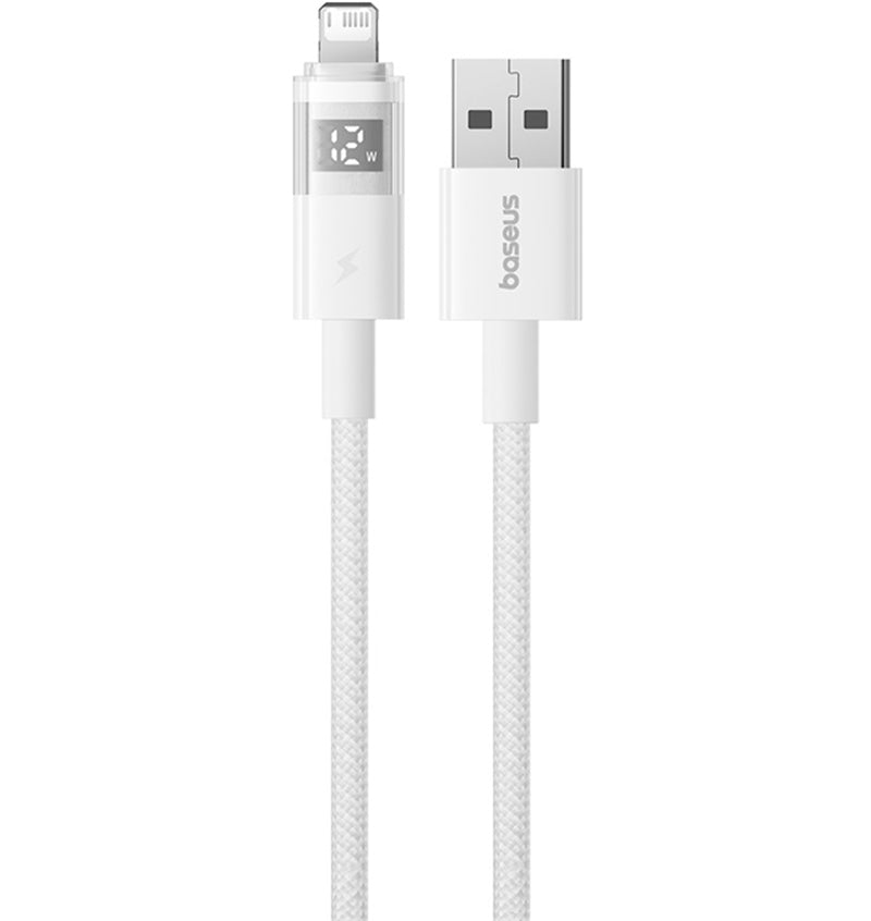 USB-A - Lightning Baseus Display 2 -data- ja latauskaapeli, 18W, 1m, Valkoinen P10382700211-00