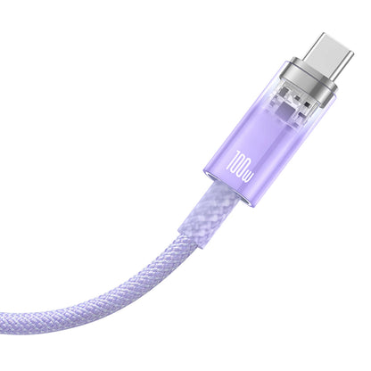 Baseus Explorer USB-A - USB-C -data- ja latauskaapeli, 100W, 1m, Violetti CATS010405