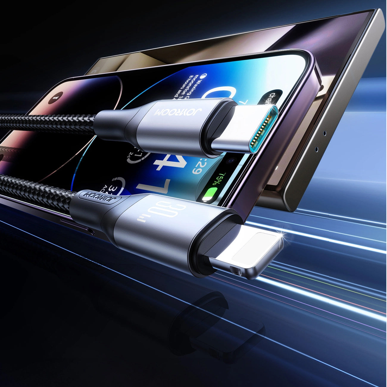 USB-C - Lightning Joyroom S-A28 Flash -data- ja latauskaapeli, 30W, 2m, Musta