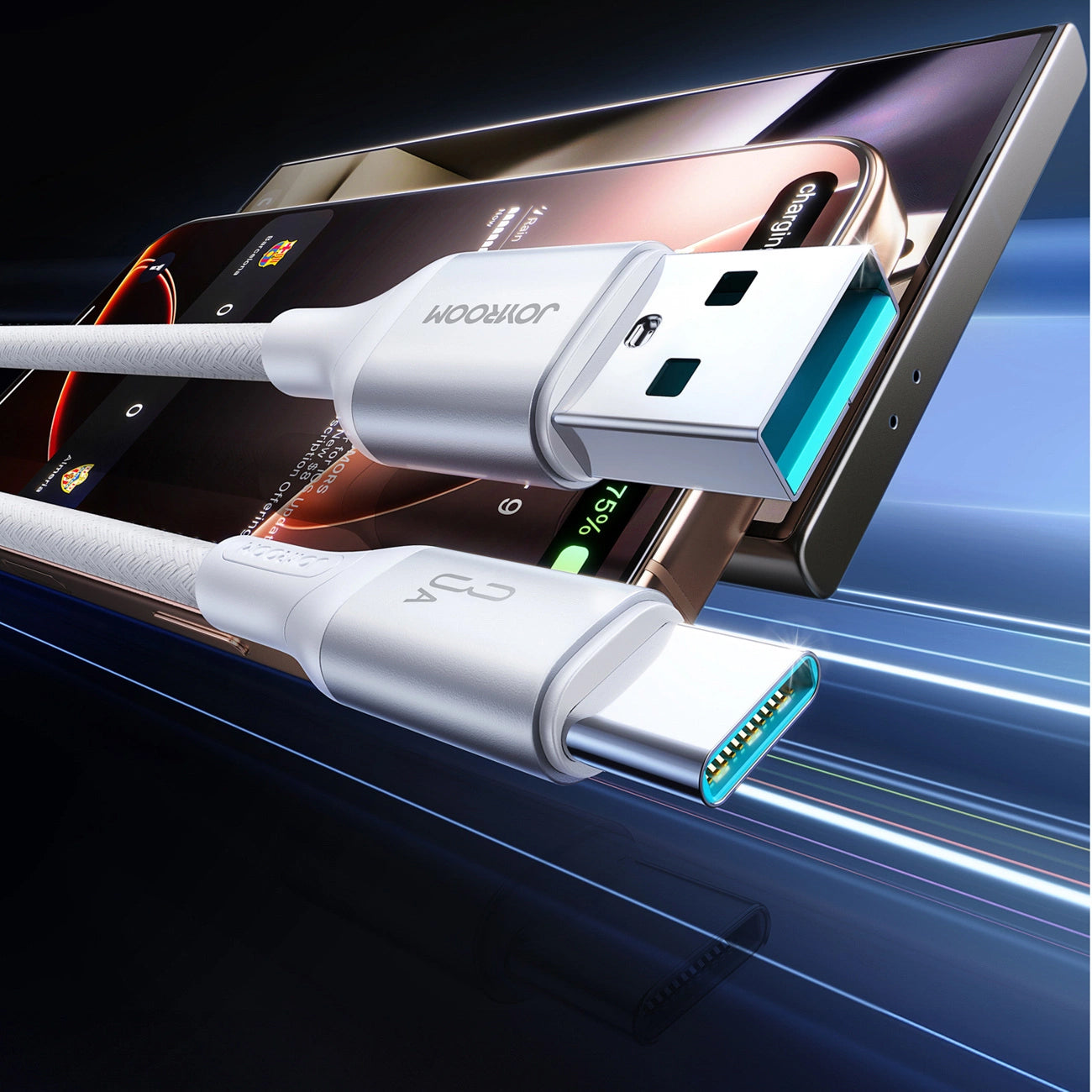 USB-A - USB-C Joyroom S-A28 Flash -kaapeli, 30W, 2m, Valkoinen