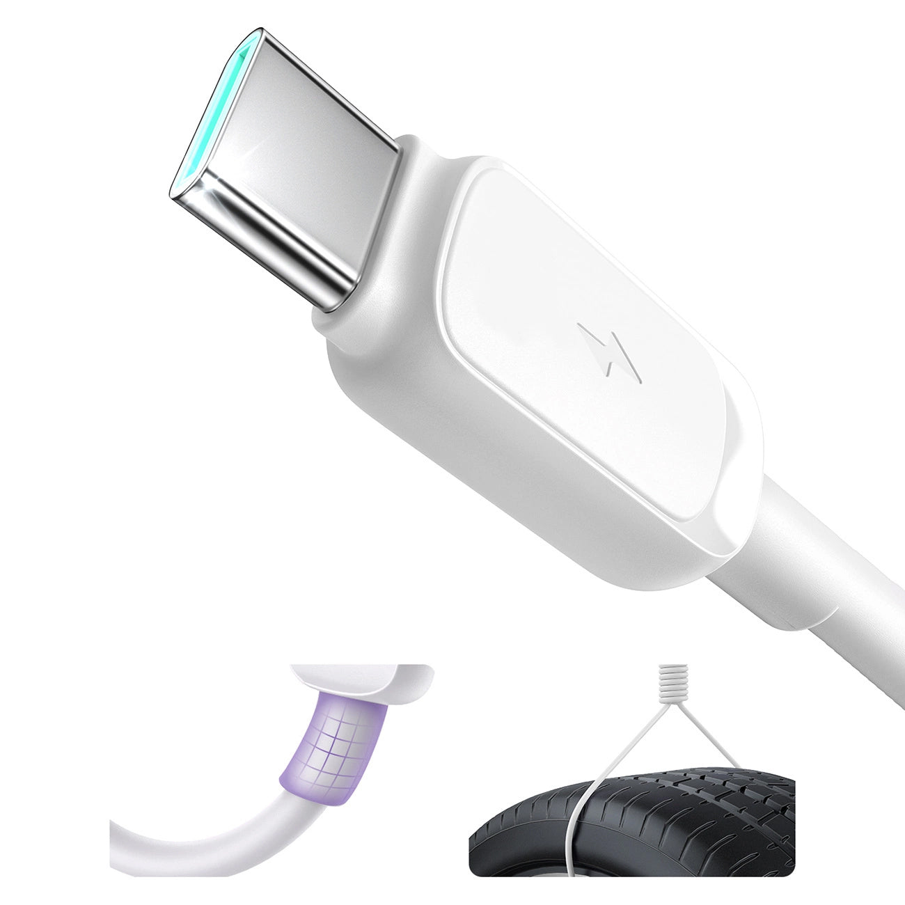 USB-A - USB-C Joyroom S-A14 Data- ja Latauskaapeli, 20W, 1.2m, Valkoinen