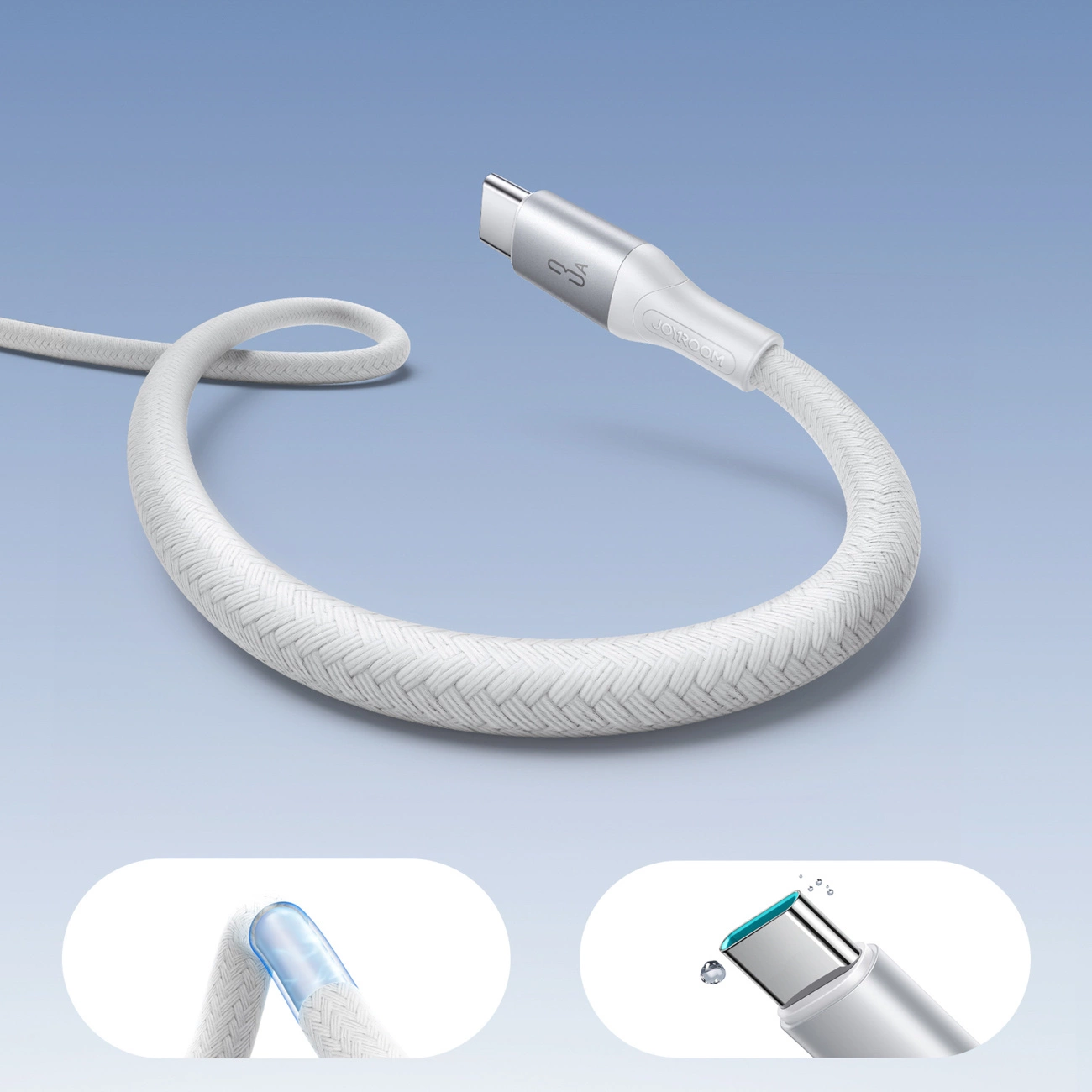 USB-A - USB-C Joyroom S-A28 Flash -data- ja latauskaapeli, 18W, 1m, Valkoinen