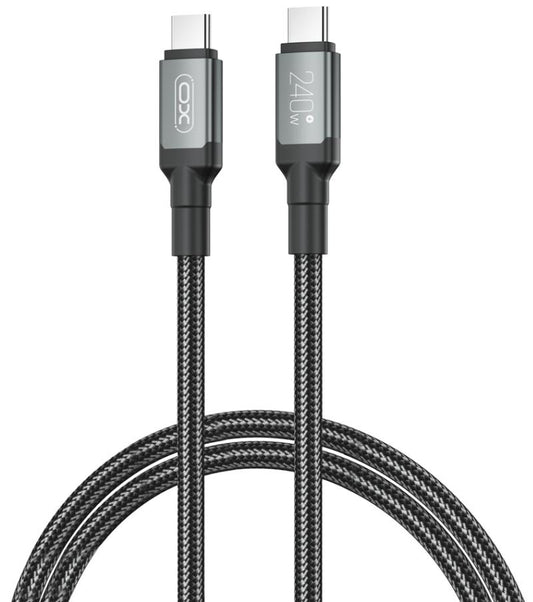 USB-C - USB-C -data- ja latauskaapeli XO Design NB-Q264A, 240W, 1m, Musta