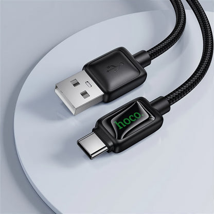 USB-A - USB-C HOCO U146 Data- ja Latauskaapeli, 36W, 1.2m, Musta