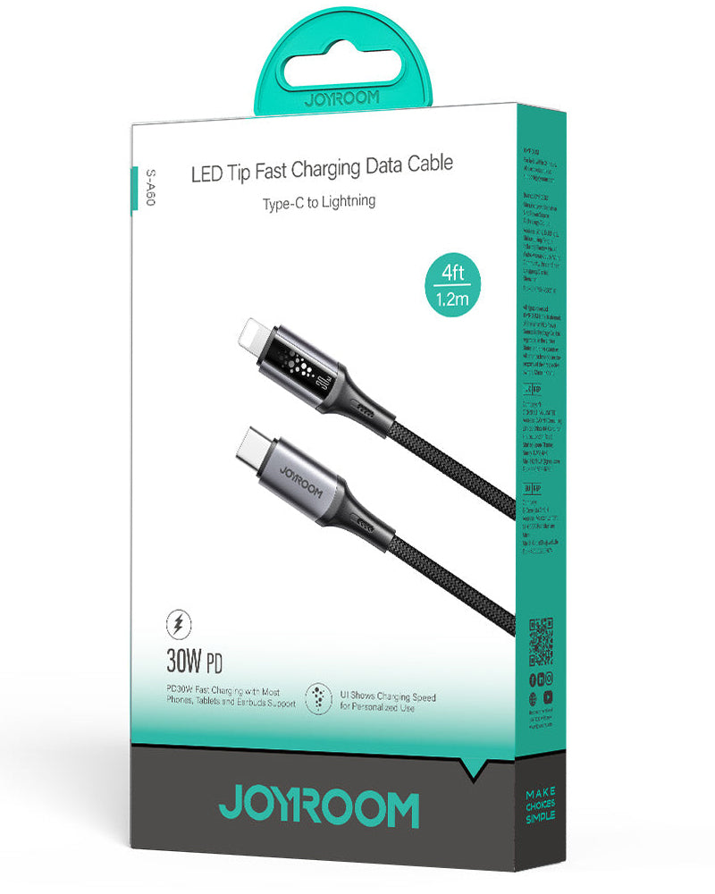 USB-C - Lightning Joyroom S-A60 StarTalk -data- ja latauskaapeli, 30W, 1.2m, Musta