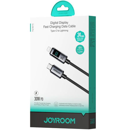 USB-C - Lightning Joyroom S-A16 Pro Prism Display -kaapeli, 30W, 1.2m, Musta