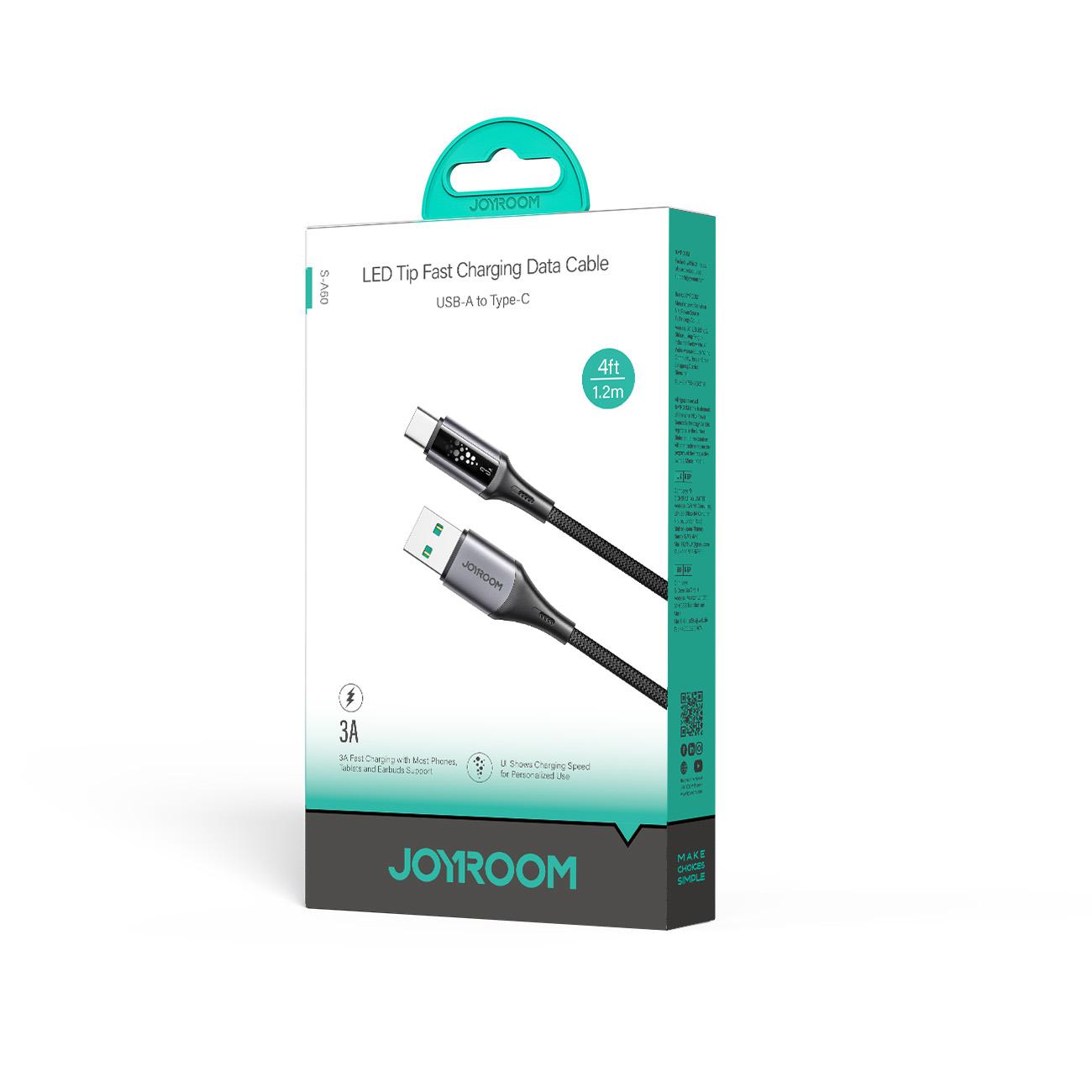 USB-A - USB-C Joyroom S-A60 StarTalk -data- ja latauskaapeli, 18W, 1.2m, Musta