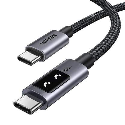 USB-C - USB-C UGREEN L509 Data- ja latauskaapeli, 100W, 1m, Harmaa