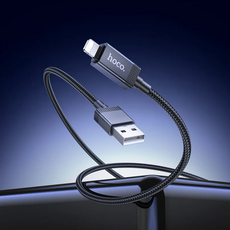 USB-A - Lightning HOCO X118 Display -data- ja latauskaapeli, 12W, 1m, Musta