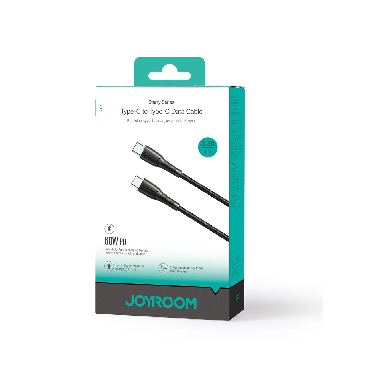 USB-C Data and Charging Cable - USB-C Joyroom S-A32, 60W, 1m, Black