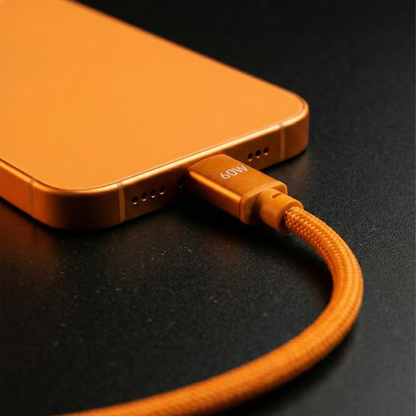 USB-C-tietojen ja latauksen kaapeli - USB-C Forever Saffron, 60W, 1m, Oranssi
