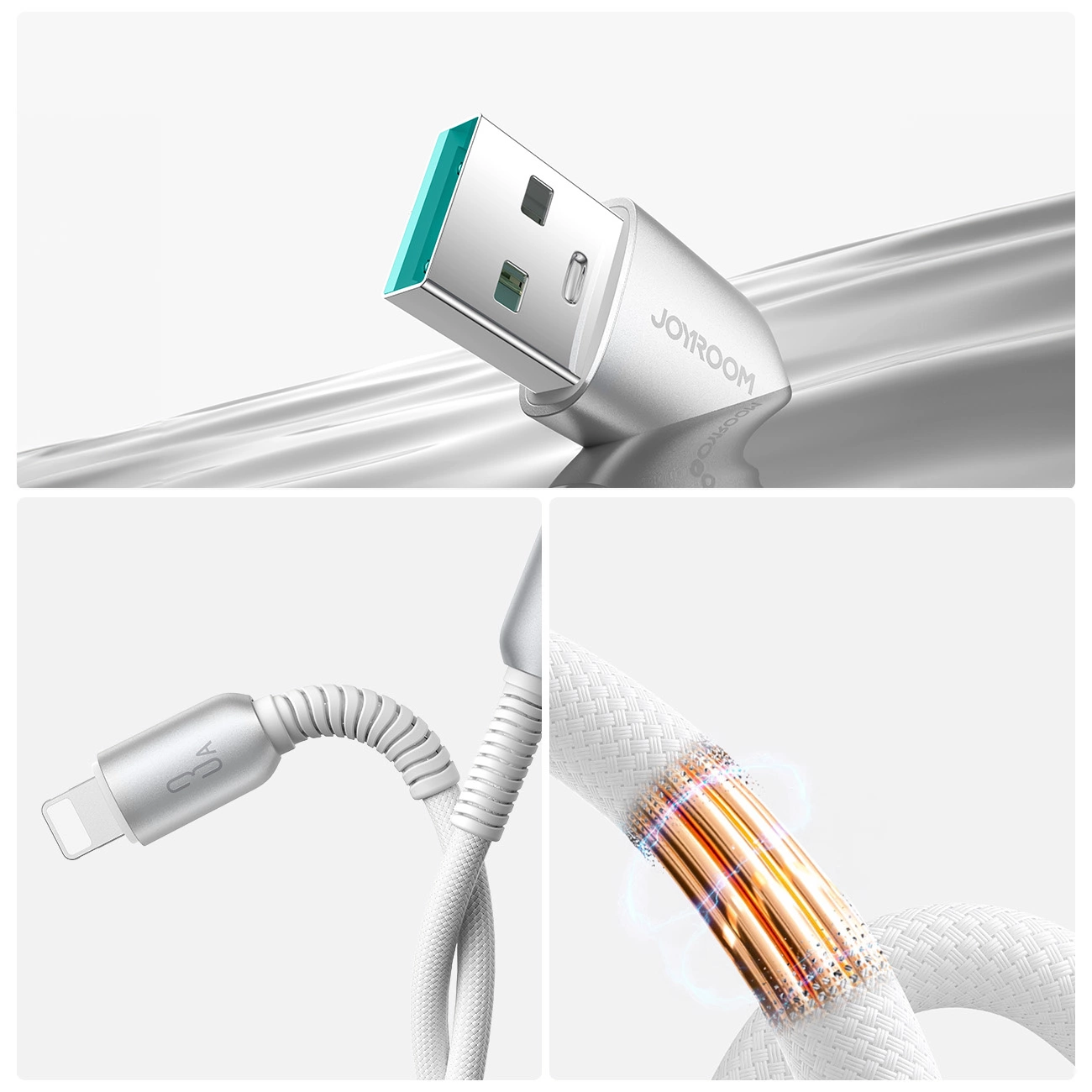 USB-A - Lightning -tietojen ja latauskaapeli Joyroom S-A51, 18W, 1,2 m, harmaa